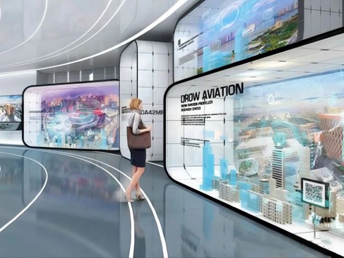 250平米企业展厅设计施工一体化多媒体互动展厅公司电子沙盘滑轨电视等设备