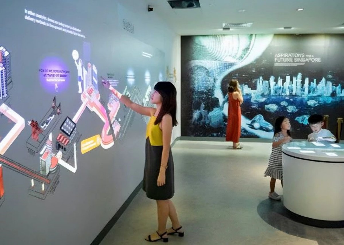 250平米企业展厅设计施工一体化多媒体互动展厅公司电子沙盘滑轨电视等设备(图4)