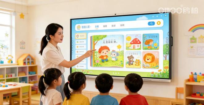 九游娱乐文化：OBOO鸥柏丨115寸麒麟KylinOS教学终端电容触控办公会议互动屏(图1)